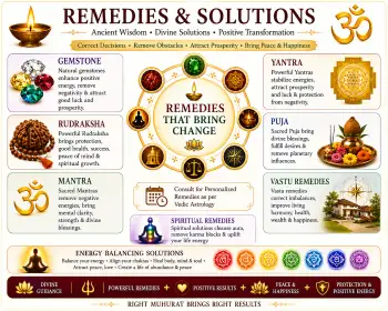 Remedies & Solutions - Gemstone, Rudraksha, Mantra, Yantra, Spiritual Remedies, Puja, Vastu Remedies, Energy Balancing Solutions