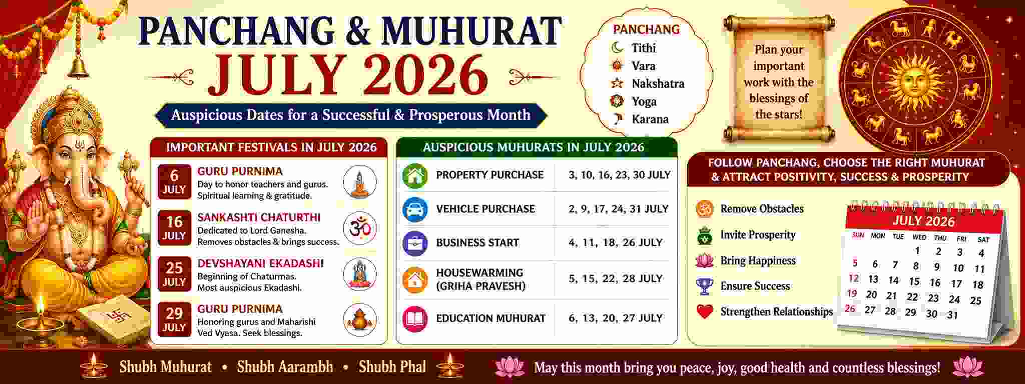 Panchang & Muhurat July 2026
